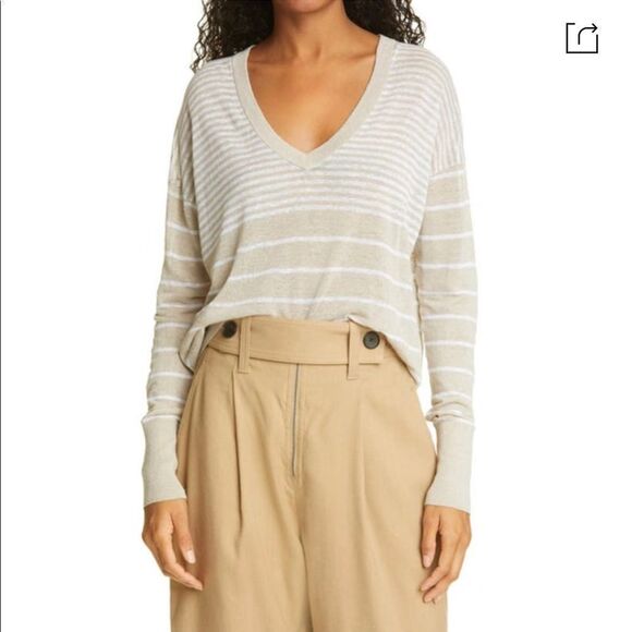 Judith & Charles poppy stripe sweater linen /white nwot - Picture 1 of 8